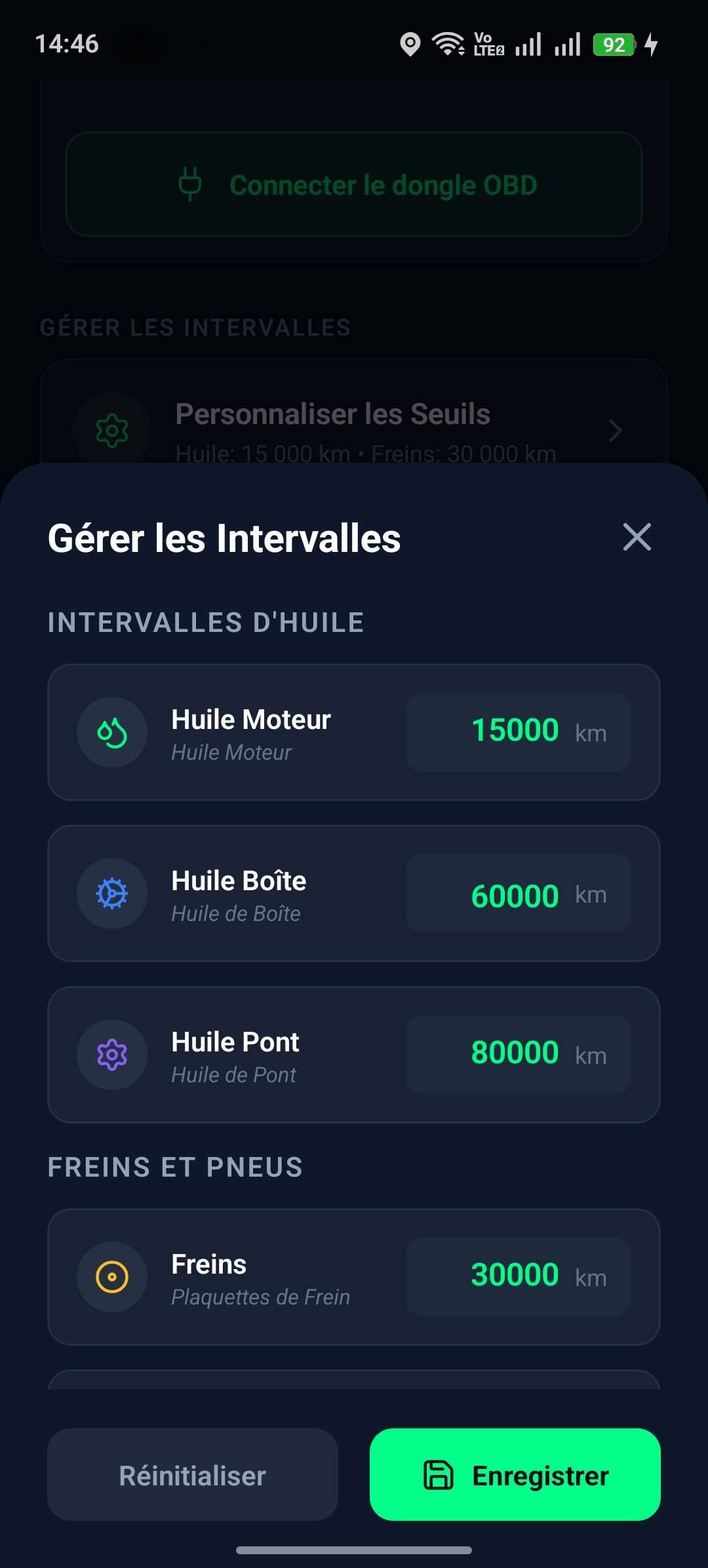 Modal Gérer les Intervalles